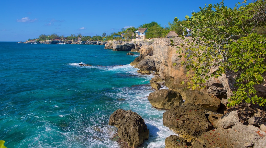 Negril Lighthouse showing rocky coastline