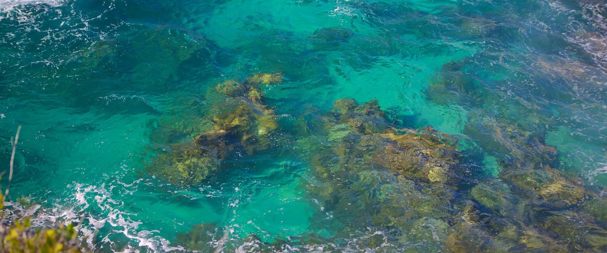 Negril Lighthouse featuring rocky coastline