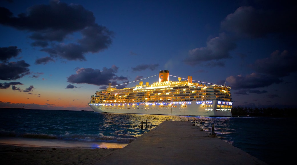 Nasáu que incluye crucero, escenas nocturnas y vistas de una costa