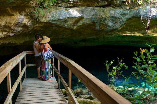 Ben\'s Cave featuring views as well as a couple