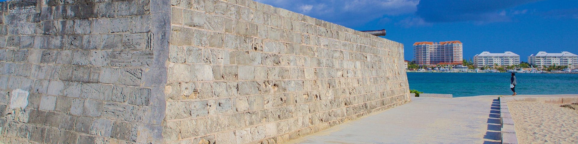 Fort Montagu featuring a sandy beach, heritage elements and general coastal views