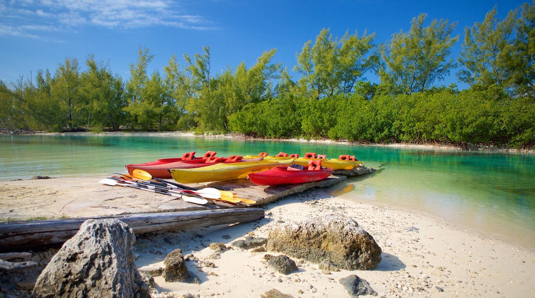 Lucayan National Park showing a beach and kayaking or canoeing