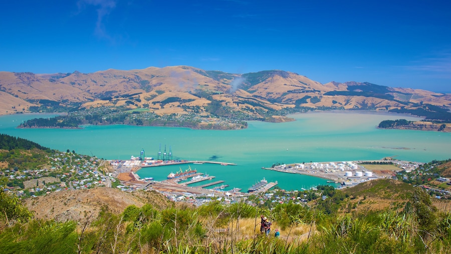 Mount Cavendish showing a coastal town, a marina and general coastal views