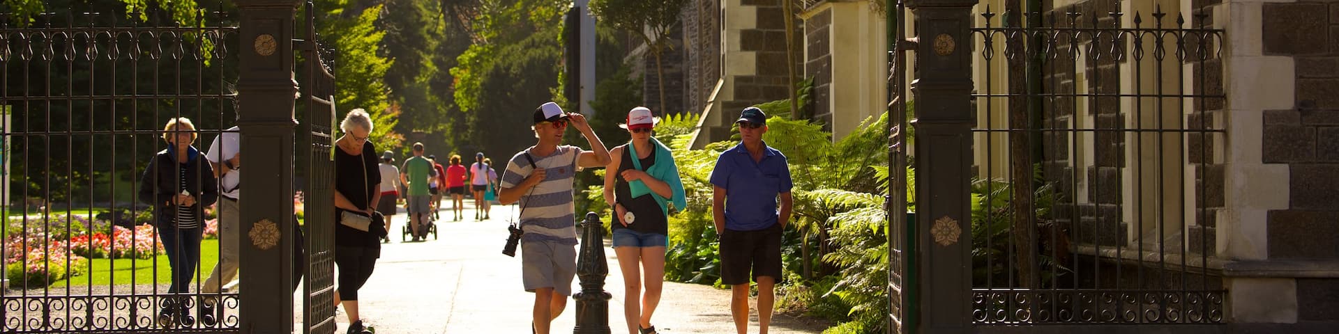Christchurch Botanic Gardens as well as a large group of people