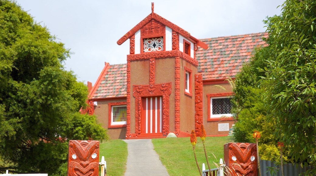 Dunedin featuring a church or cathedral and indigenous culture