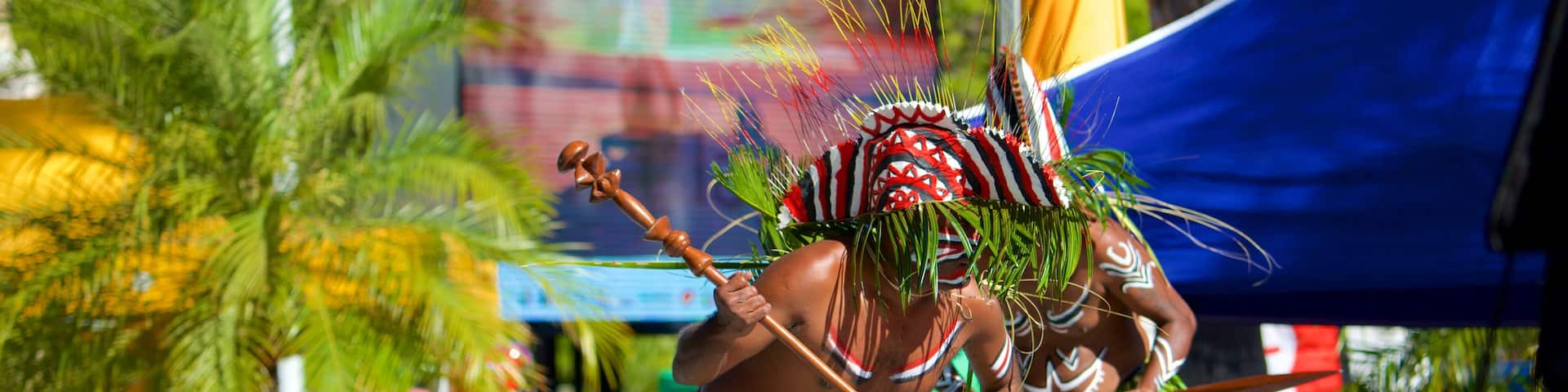 Place des Cocotiers mettant en vedette arts de la scĂšne aussi bien que petit groupe de personnes