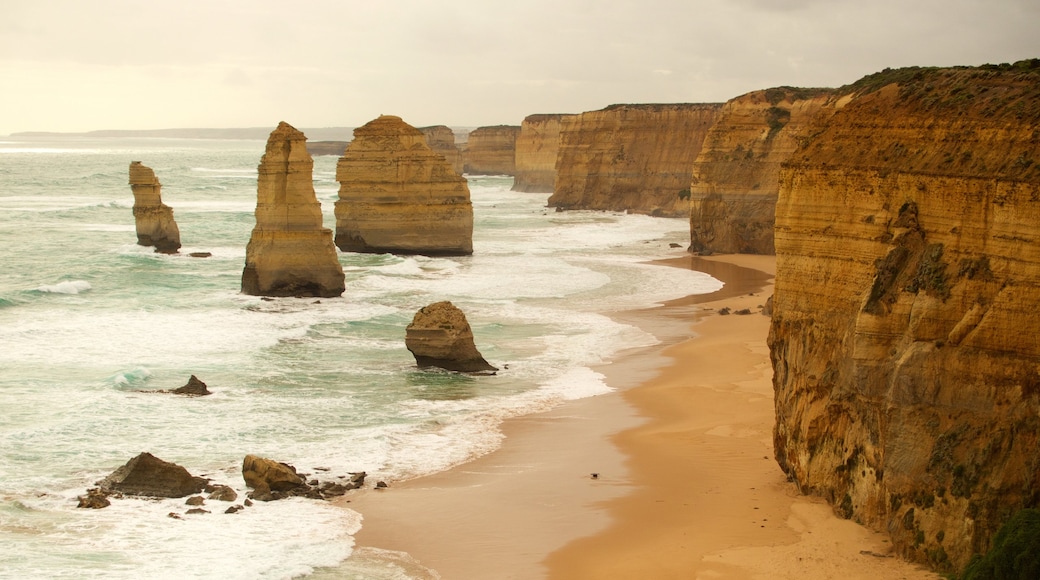 Twelve Apostles featuring rugged coastline and a gorge or canyon