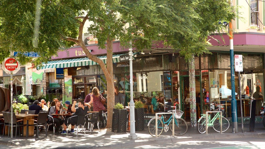 Prahran which includes street scenes and outdoor eating as well as a small group of people