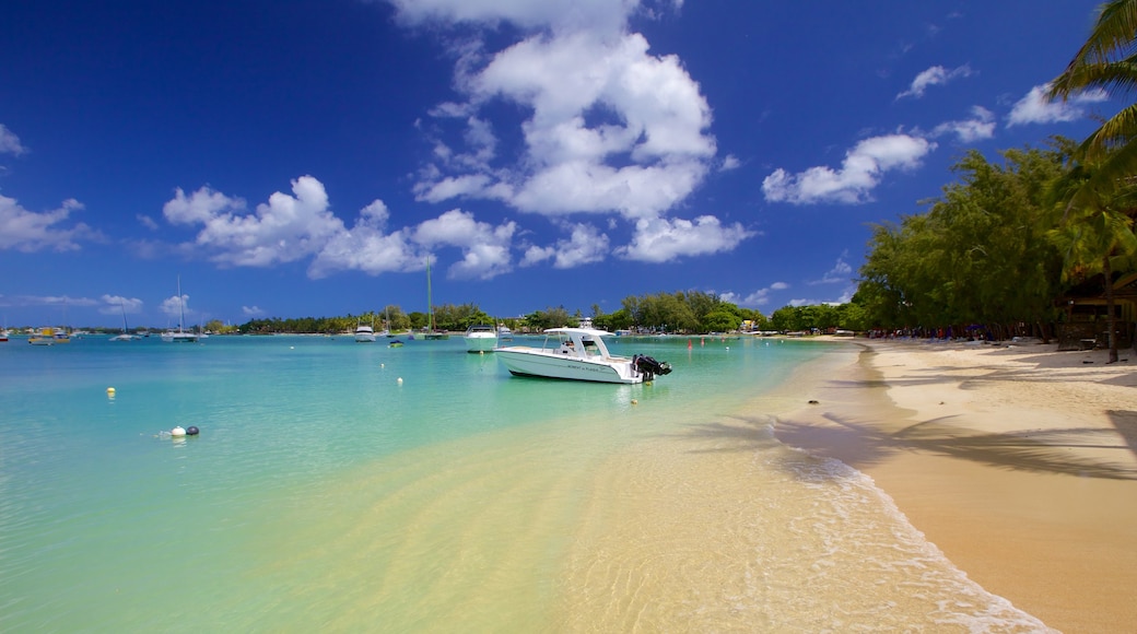 Grand Bay showing a sandy beach and boating