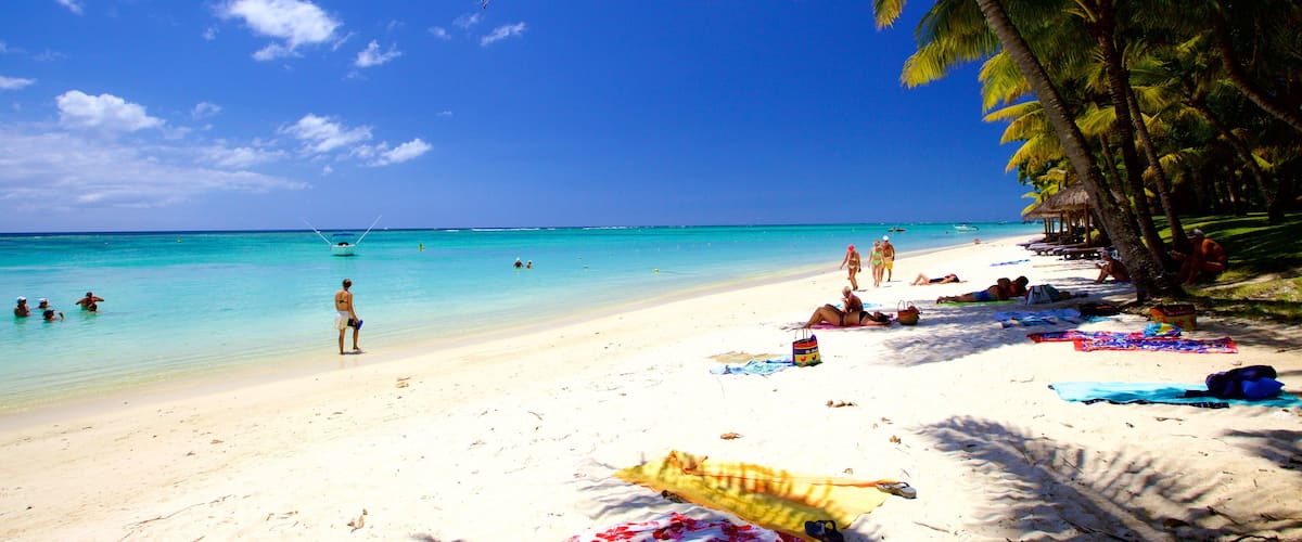 Trou aux Biches which includes a beach as well as a small group of people