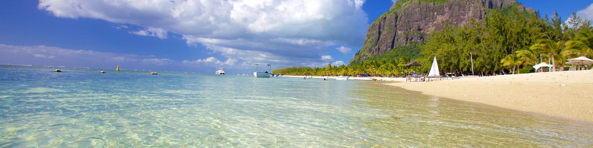Le Morne featuring a sandy beach and general coastal views