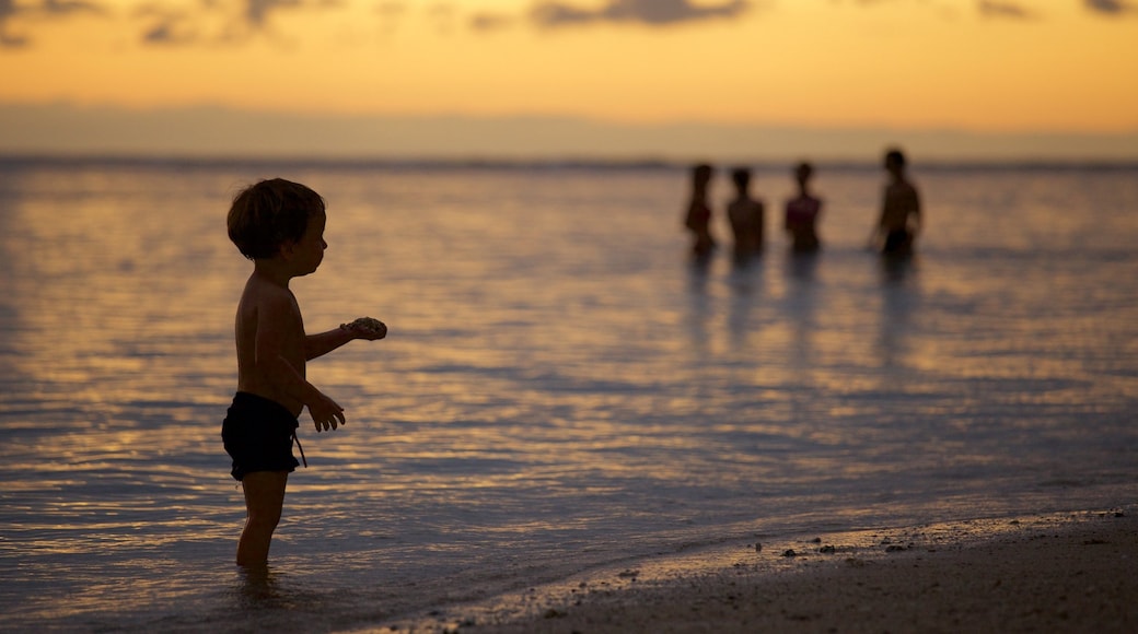 Reunión que incluye vista general a la costa y un atardecer y también un niño