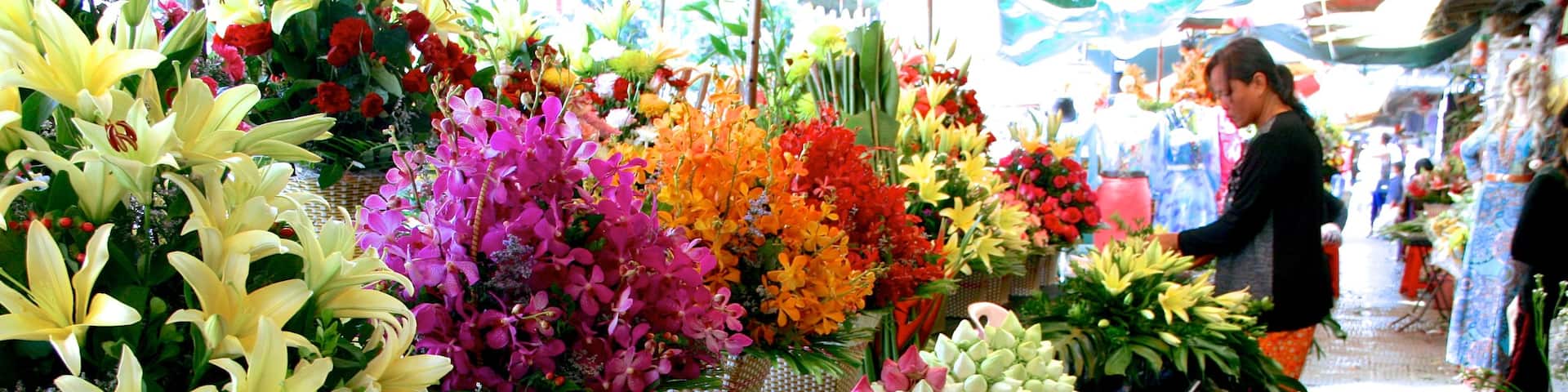 Central Market showing markets and flowers as well as an individual femail