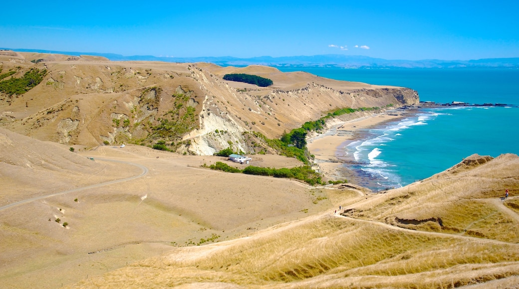 Cape Kidnappers which includes general coastal views, tranquil scenes and landscape views