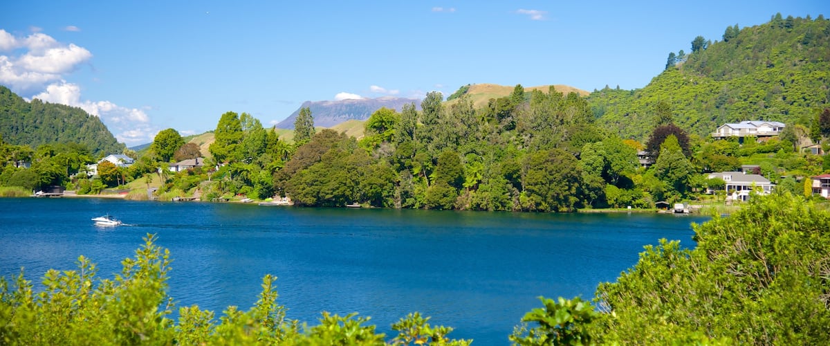 Lago Okareka que incluye un lago o espejo de agua