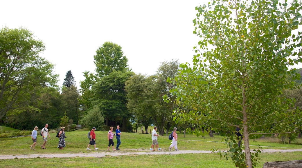 Buried Village showing a garden as well as a small group of people