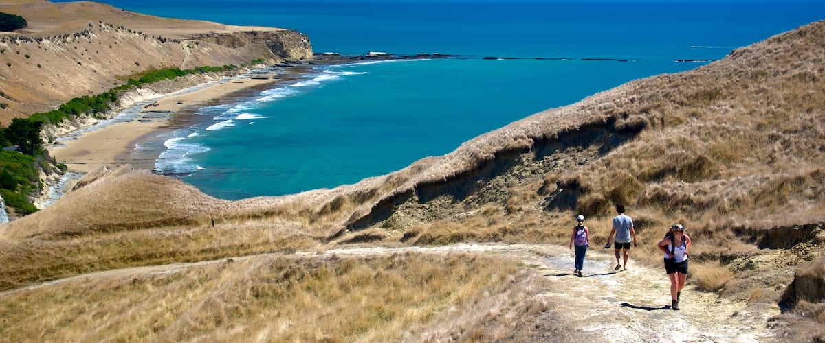 Cape Kidnappers which includes a lake or waterhole and hiking or walking