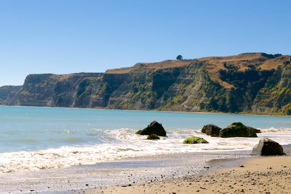Cape Kidnappers qui includes côte escarpée
