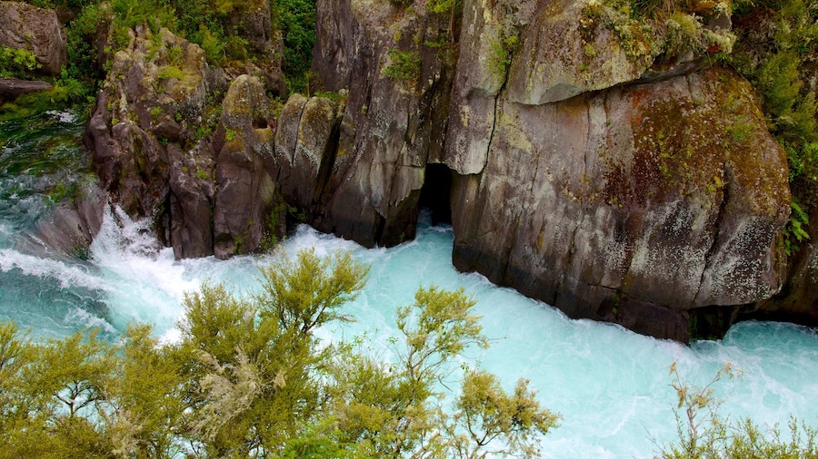 Aratiatia Rapids que incluye un cañón o garganta y rápidos