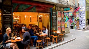 Melbourne CBD showing outdoor eating