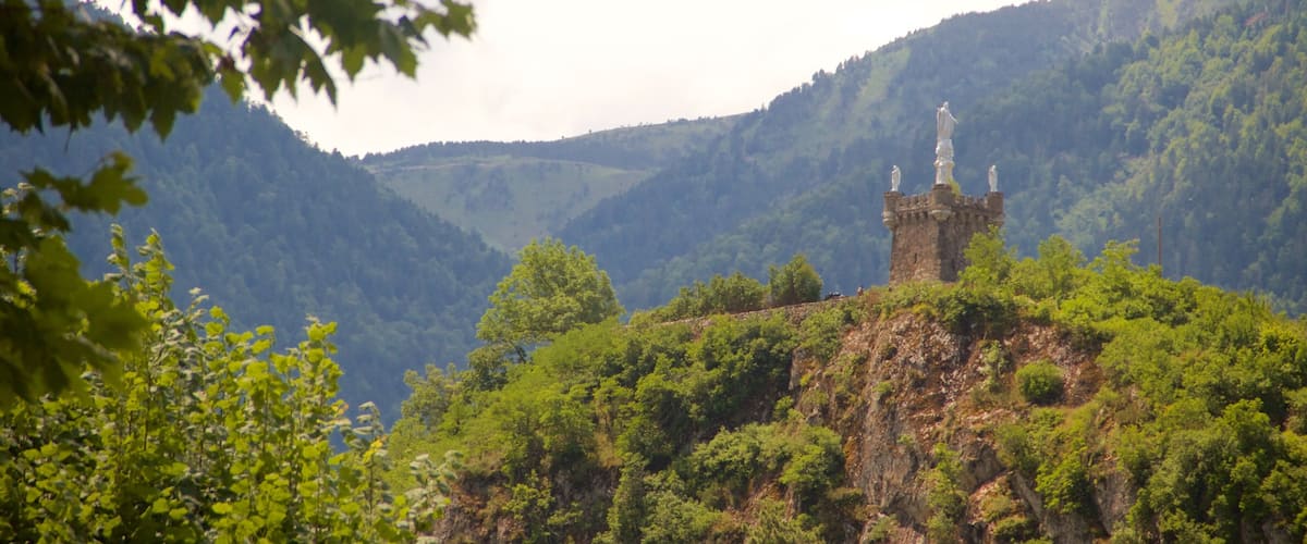 Ax-les-Thermes showing forests and a gorge or canyon