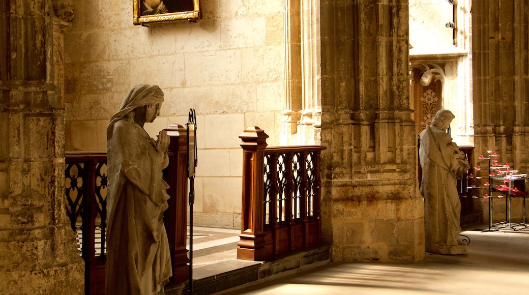 Catedral de Saint-Vulfran ofreciendo elementos patrimoniales, vista interna y arquitectura patrimonial