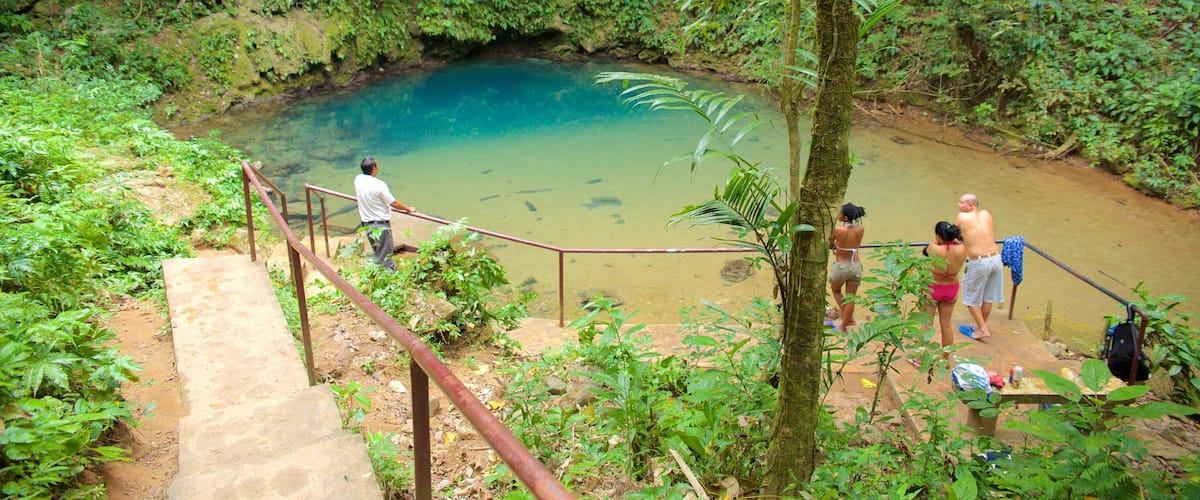 Blue Hole National Park showing tranquil scenes and a lake or waterhole as well as a small group of people