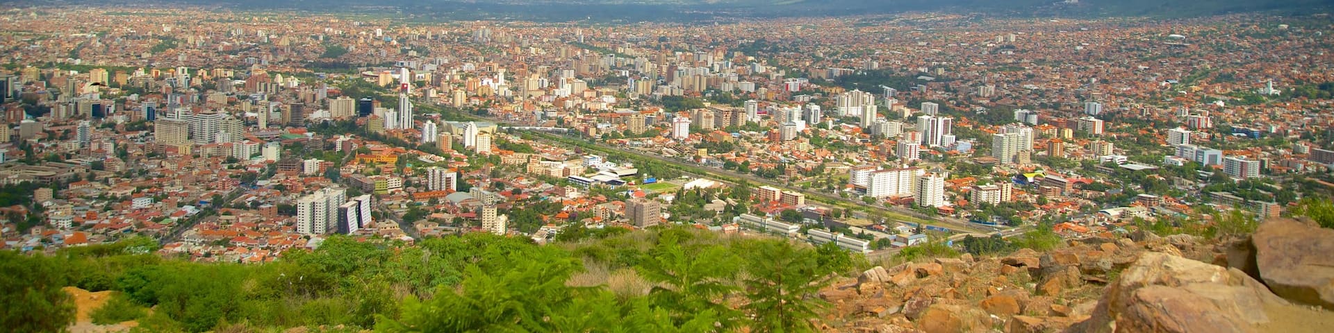 Cristo de la Concordia featuring a city