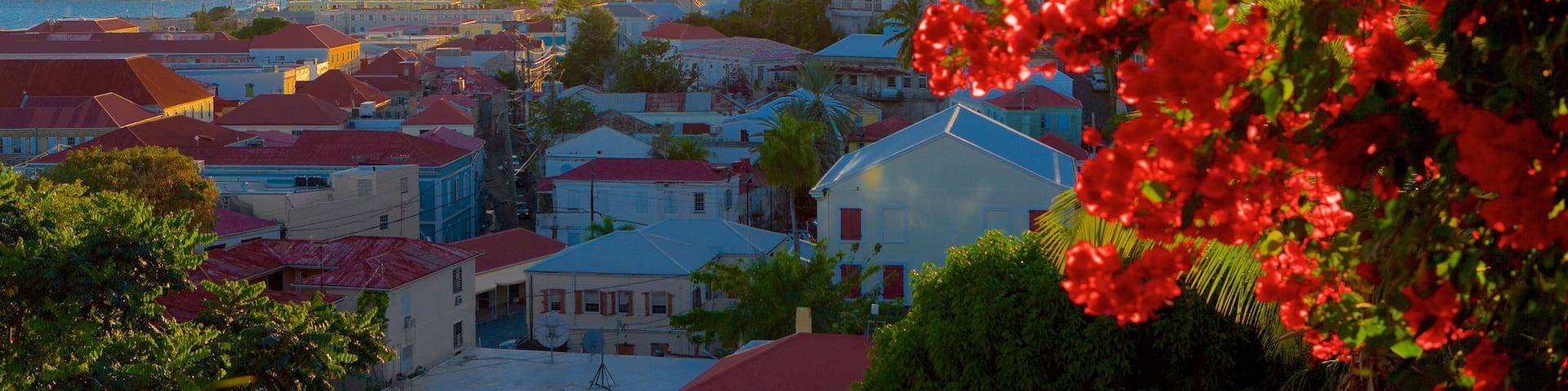 Charlotte Amalie which includes general coastal views, a sunset and a coastal town