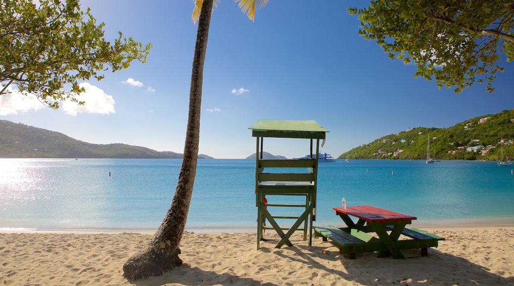 Magens Bay which includes tropical scenes and a sandy beach