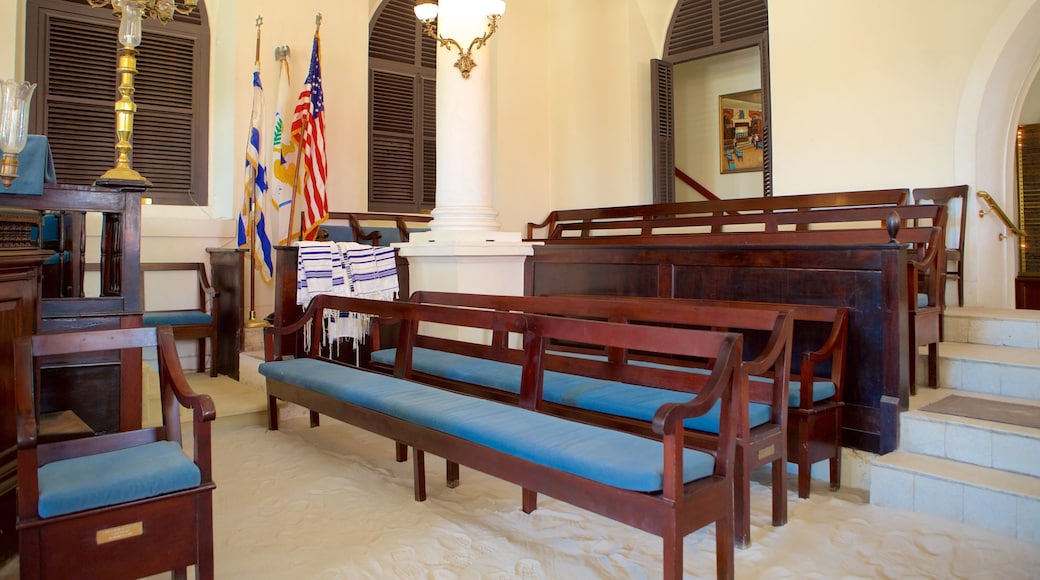 St. Thomas Synagogue featuring a church or cathedral and interior views