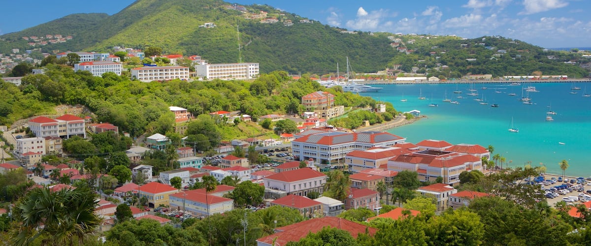 St. Thomas which includes landscape views and a coastal town