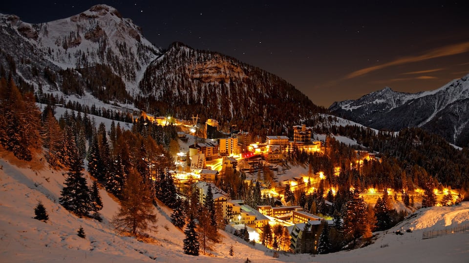 Bergamo featuring landscape views, night scenes and mountains