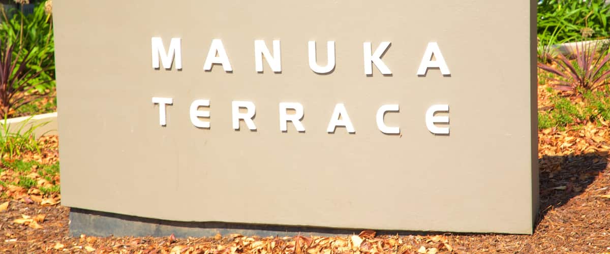 Manuka Shopping Centre which includes signage