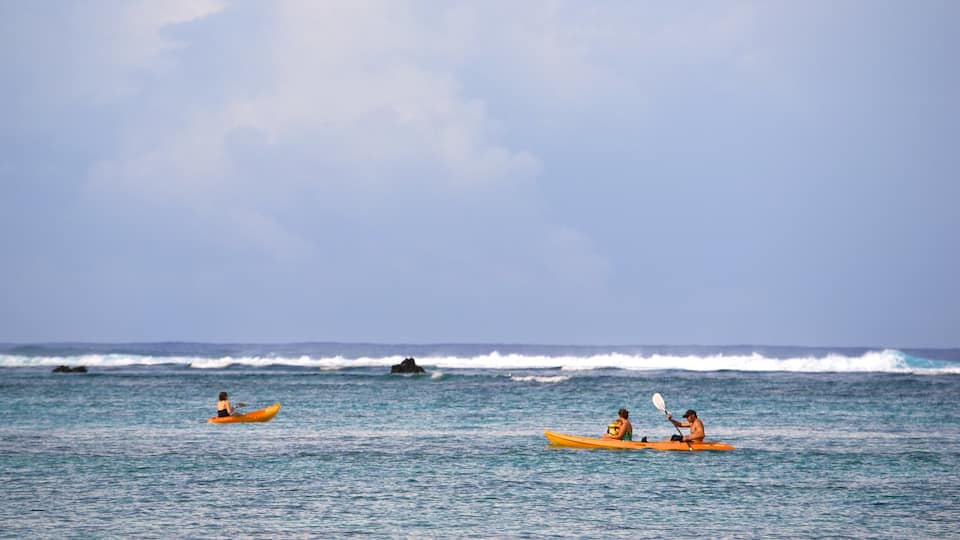 Arorangi showing general coastal views and kayaking or canoeing