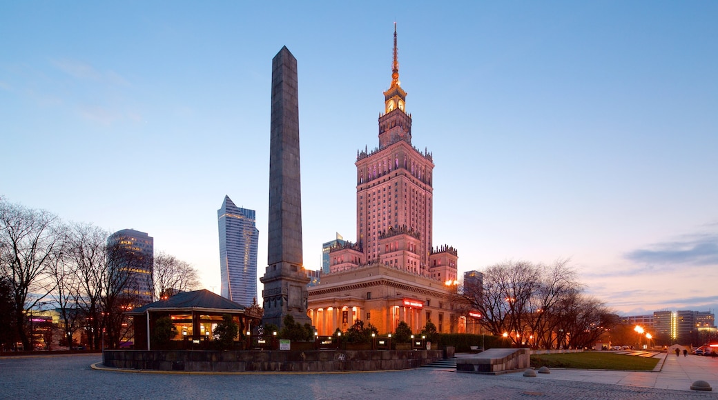 Palace of Culture and Science featuring heritage architecture and a city