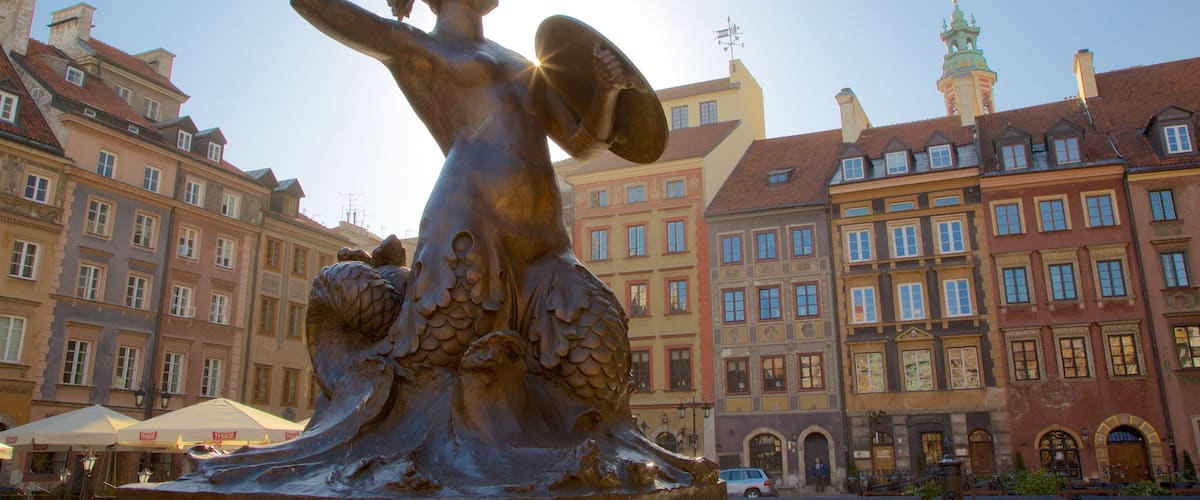 Varsovia ofreciendo un parque o plaza y una estatua o escultura