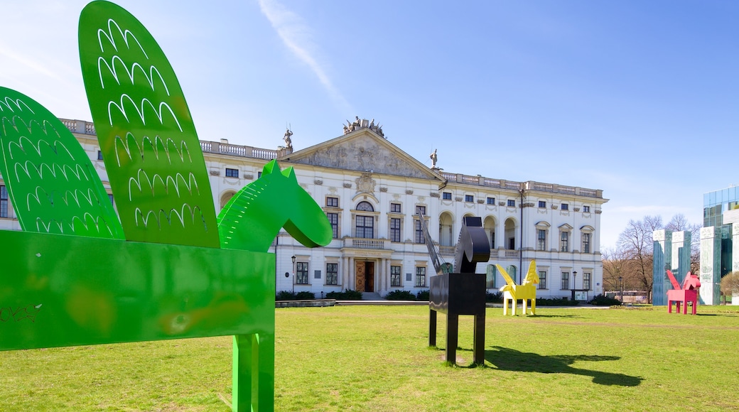 National Library of Poland which includes outdoor art and a park