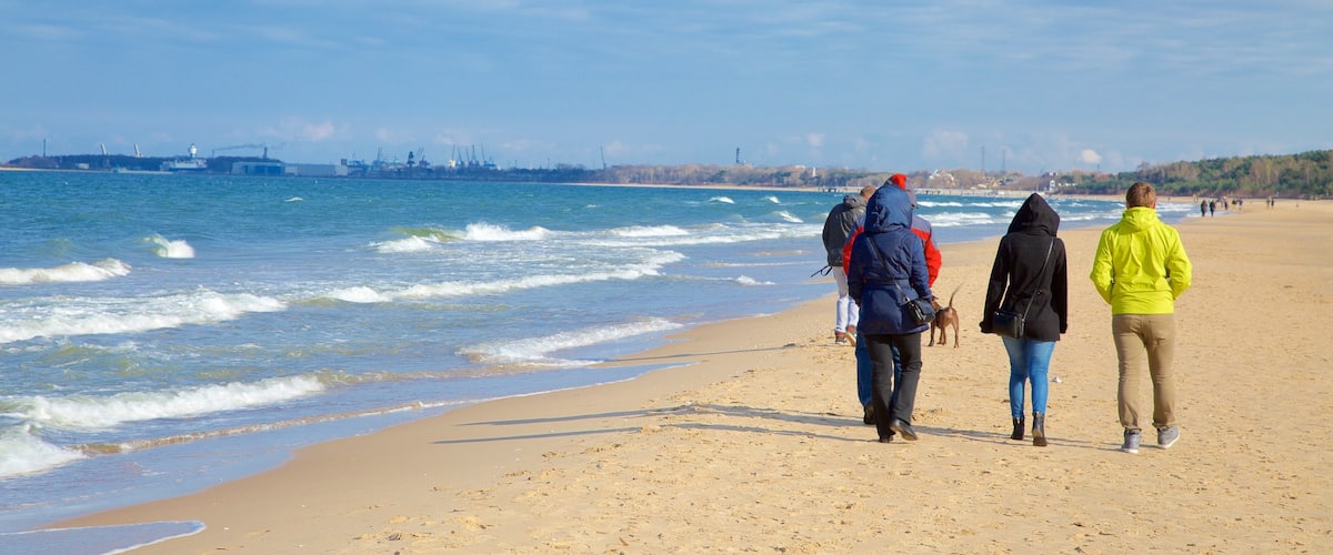 Jelitkowo Beach featuring a beach as well as a small group of people