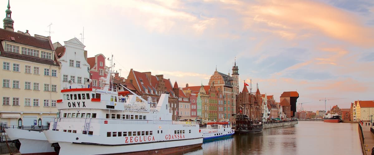 Grúa de Gdansk mostrando un río o arroyo