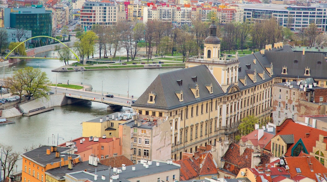 Universidad de Wroclaw mostrando una ciudad y un río o arroyo