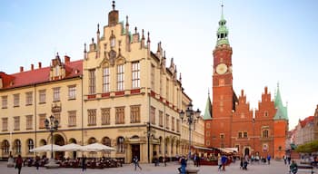 Wroclaw Town Hall which includes a square or plaza and street scenes