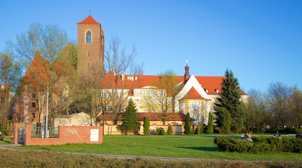 Breslau mit einem Garten und Kirche oder Kathedrale