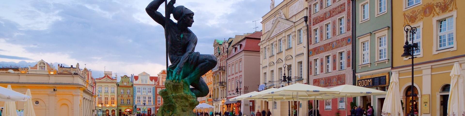 Stary Rynek showing a statue or sculpture and a square or plaza