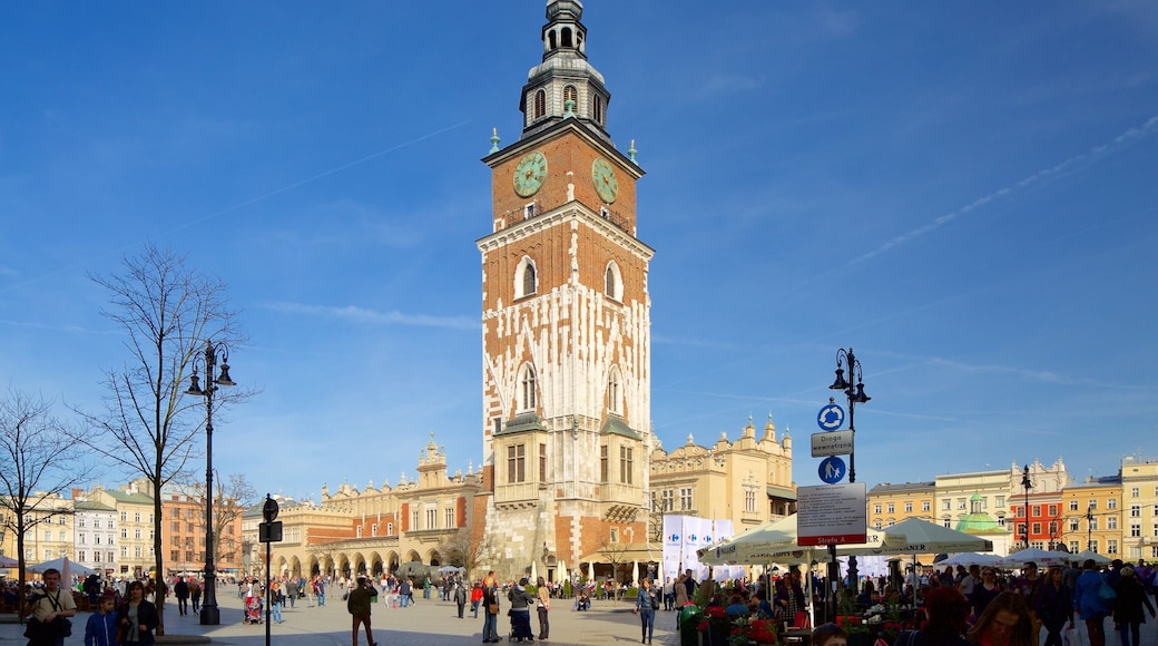 Town Hall Tower which includes street scenes and a square or plaza