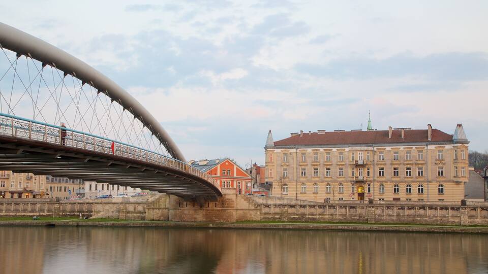 Krakow showing a river or creek and a bridge