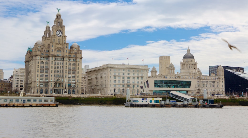 Liverpool showing a city and a river or creek