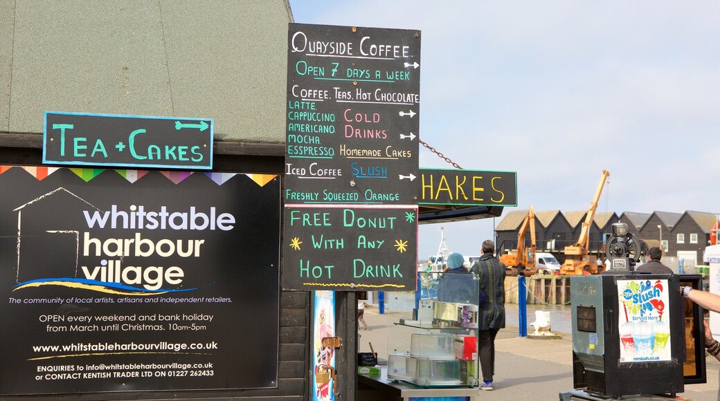 Whitstable Harbour mit einem Beschilderung