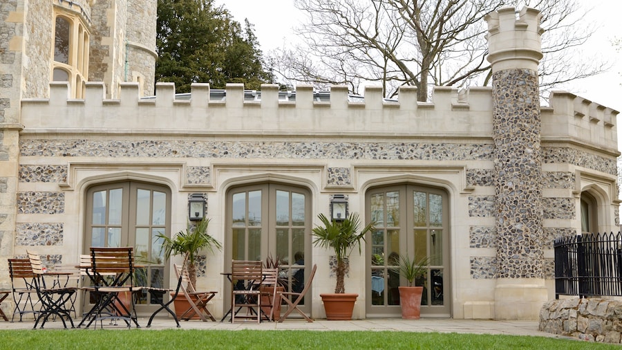 Whitstable Castle and Gardens showing chateau or palace, heritage elements and a park