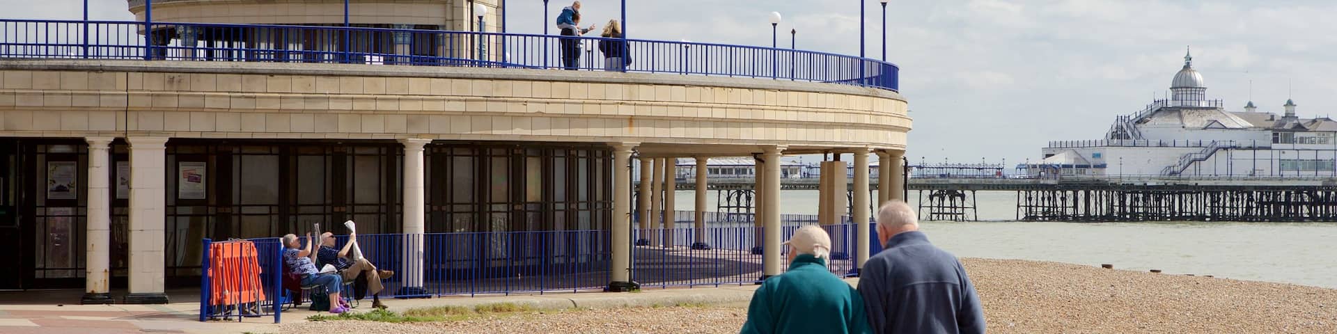 Eastbourne Bandstand which includes a pebble beach as well as a couple
